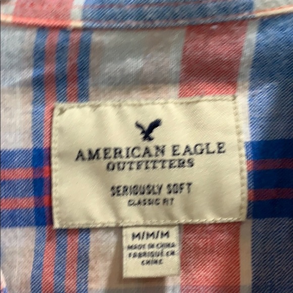 American Eagle Seriously Soft Plaid Shirt M - Picture 2 of 6